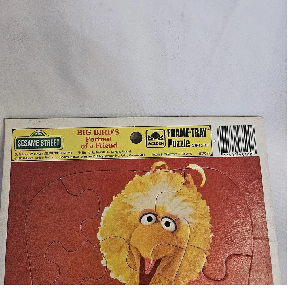 Vtg 1983 Sesame Street Golden Inlaid Tray Puzzle Big Bird's Portrait Of A Friend
